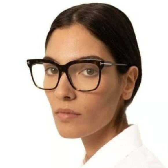 Tom Ford FT5768-B 052 Eyeglasses Havana Square Frame, Blue Light Block Lenses - Picture 3 of 10